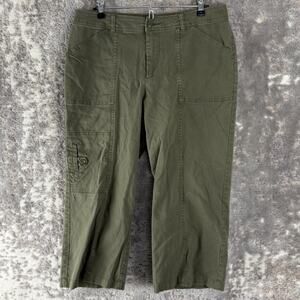 St Johns Bay Size 10 Stretch Outdoor Ankle Pants Olve Green Button Zip Casual